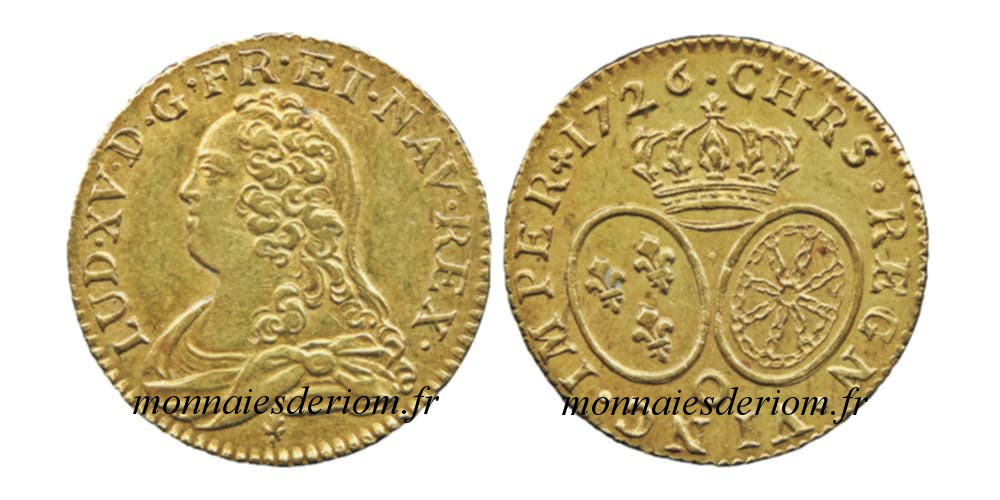 écu d'or louis d'or Riom
Louis d'or aux lunettes 1726  Riom