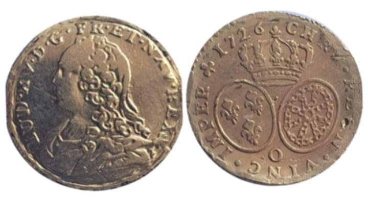 écu d'or louis d'or Riom
Demi Louis d'or au bandeau 1742 Riom