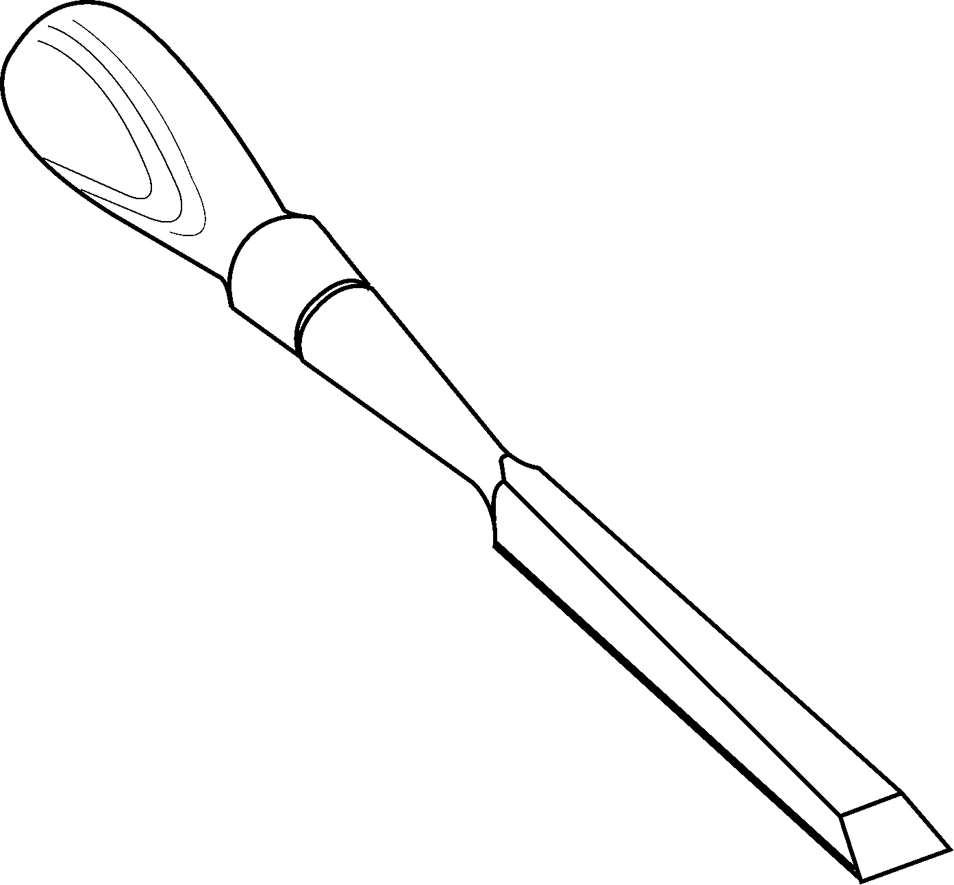 Croquis d'un ciseau chanfreiné à douille Lie-Nielsen