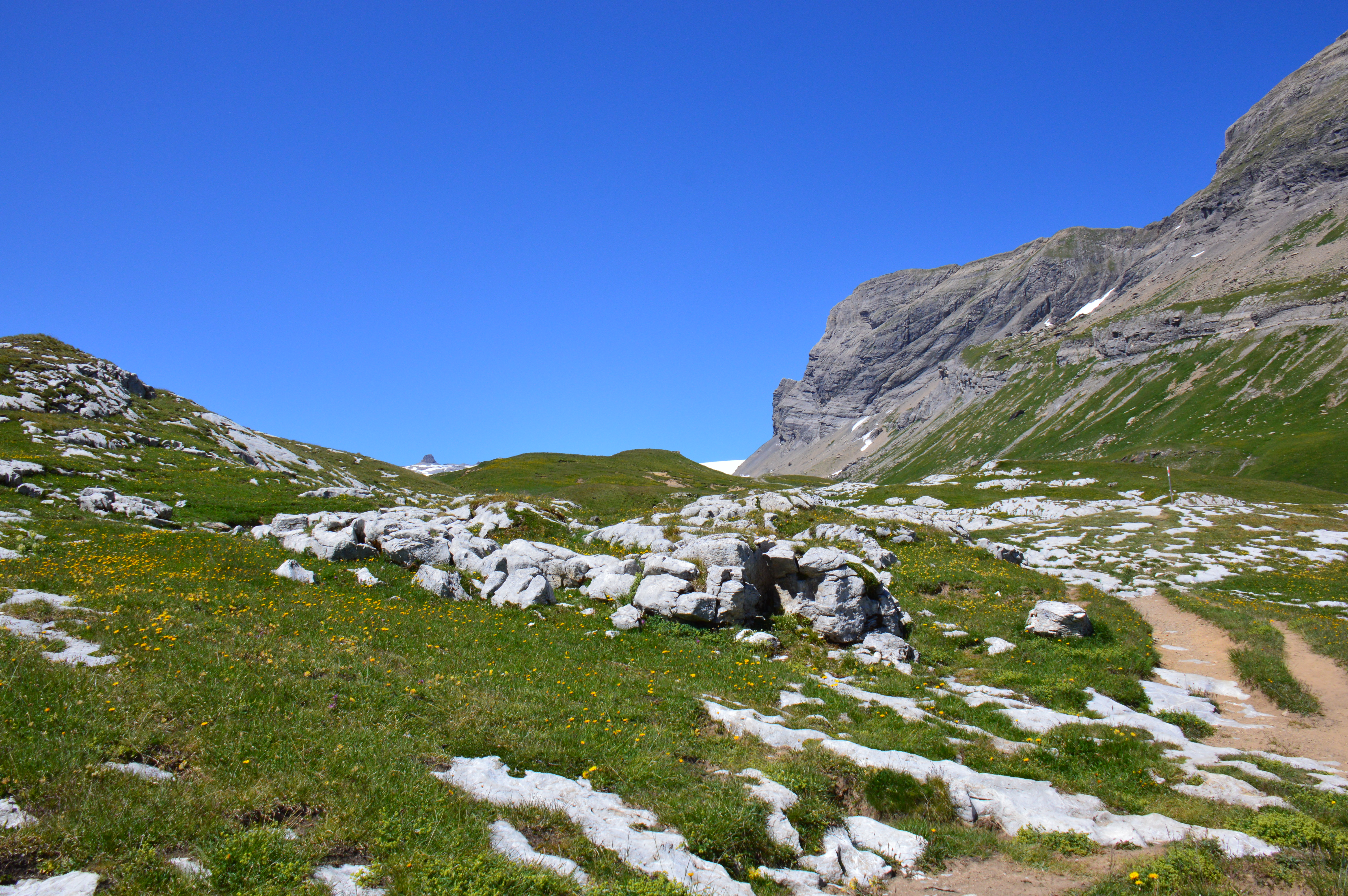 Chemin menant à la cabane Prarochet dans les Alpes suisses