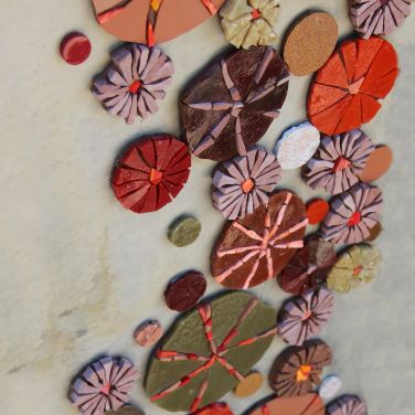 Mosaic - mosaïques - fresque - décor - hérissons de mer - corail - vermillon - oursins - anémone - fond marin - ora mosaïques