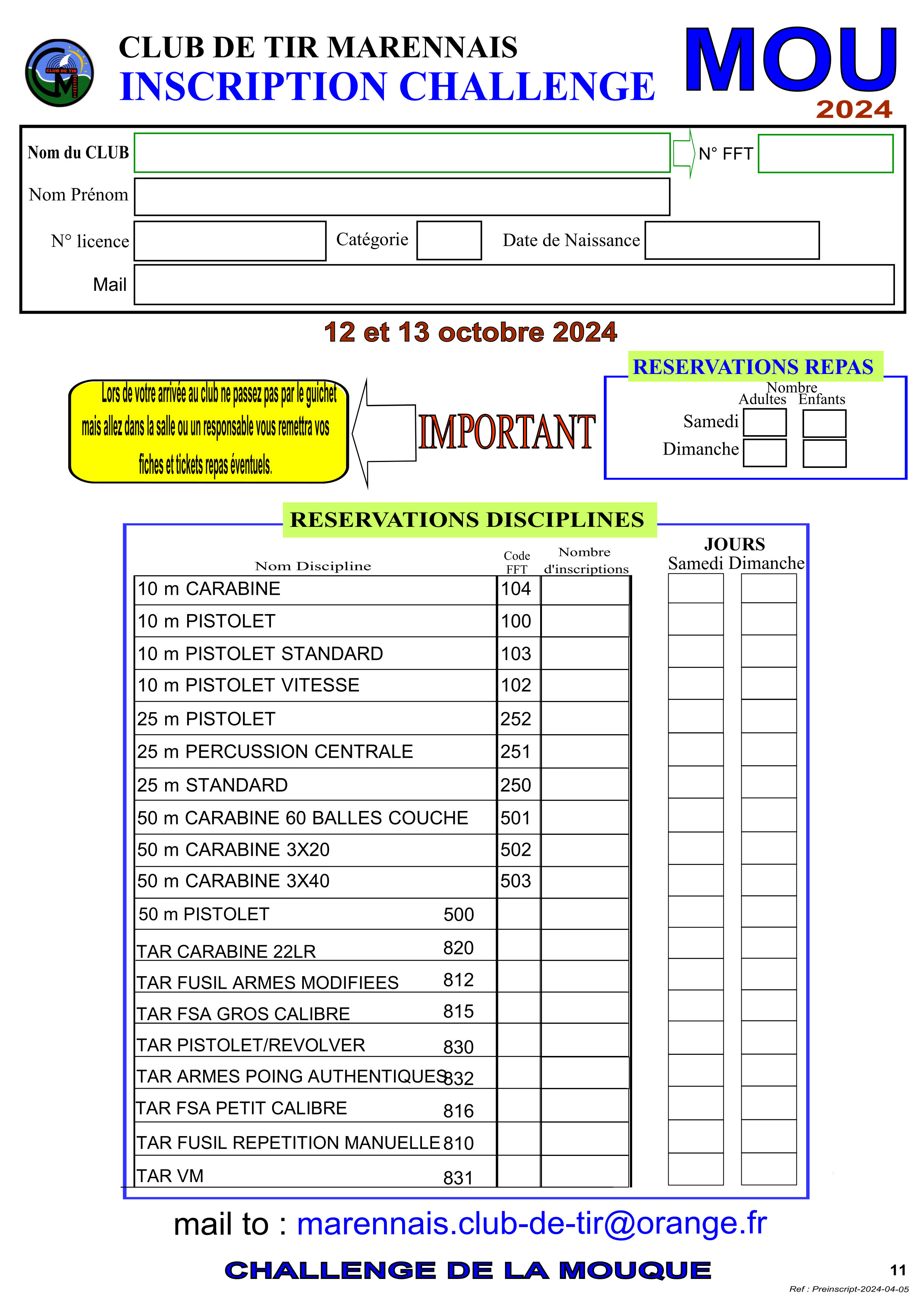 Inscription tireur sd mouque