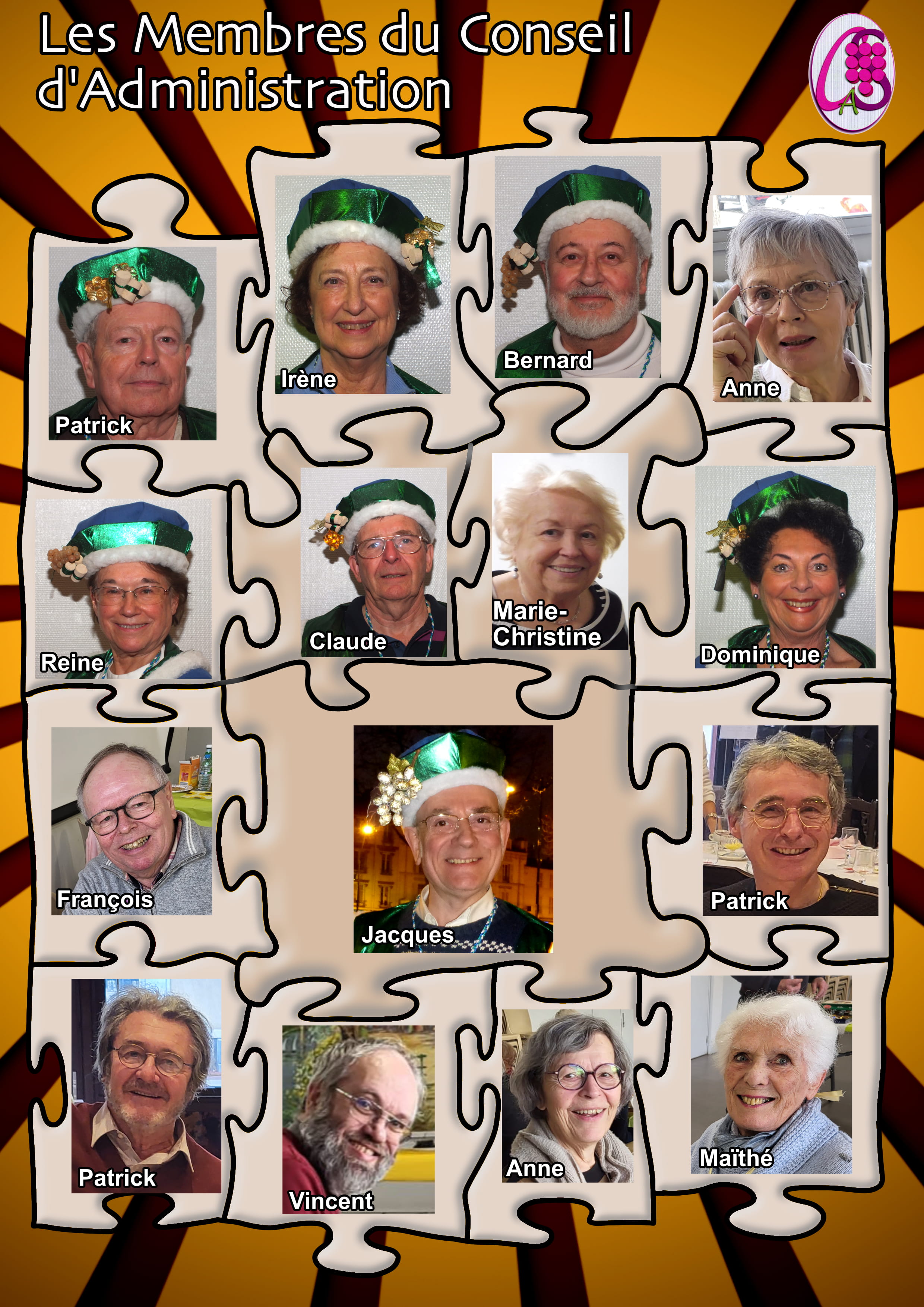 Les portraits des Conseillers du Conseil d'Administration du Club.