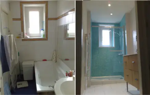 Transformation complète d'une salle de bain en salle de douche à Rezé 44
