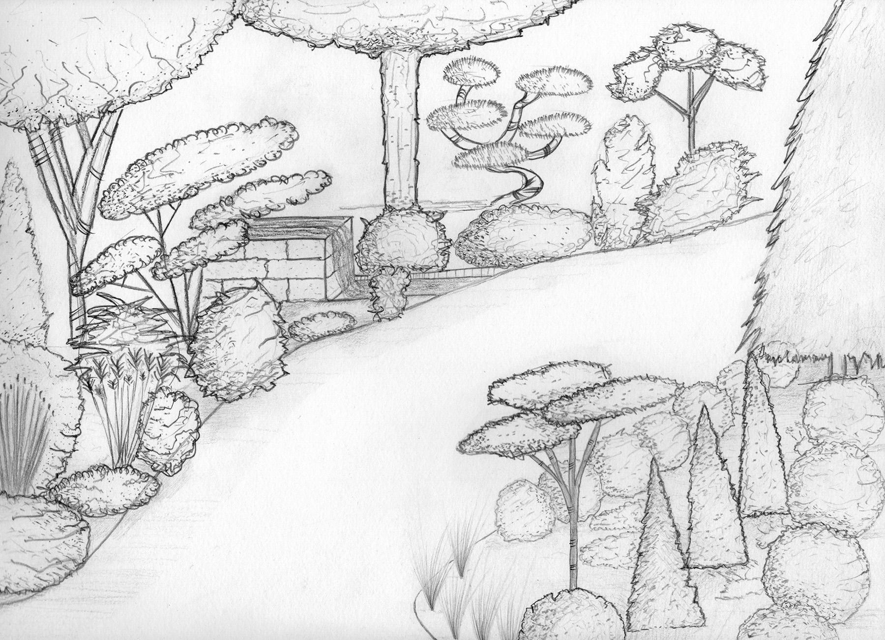 Croquis jardin zen