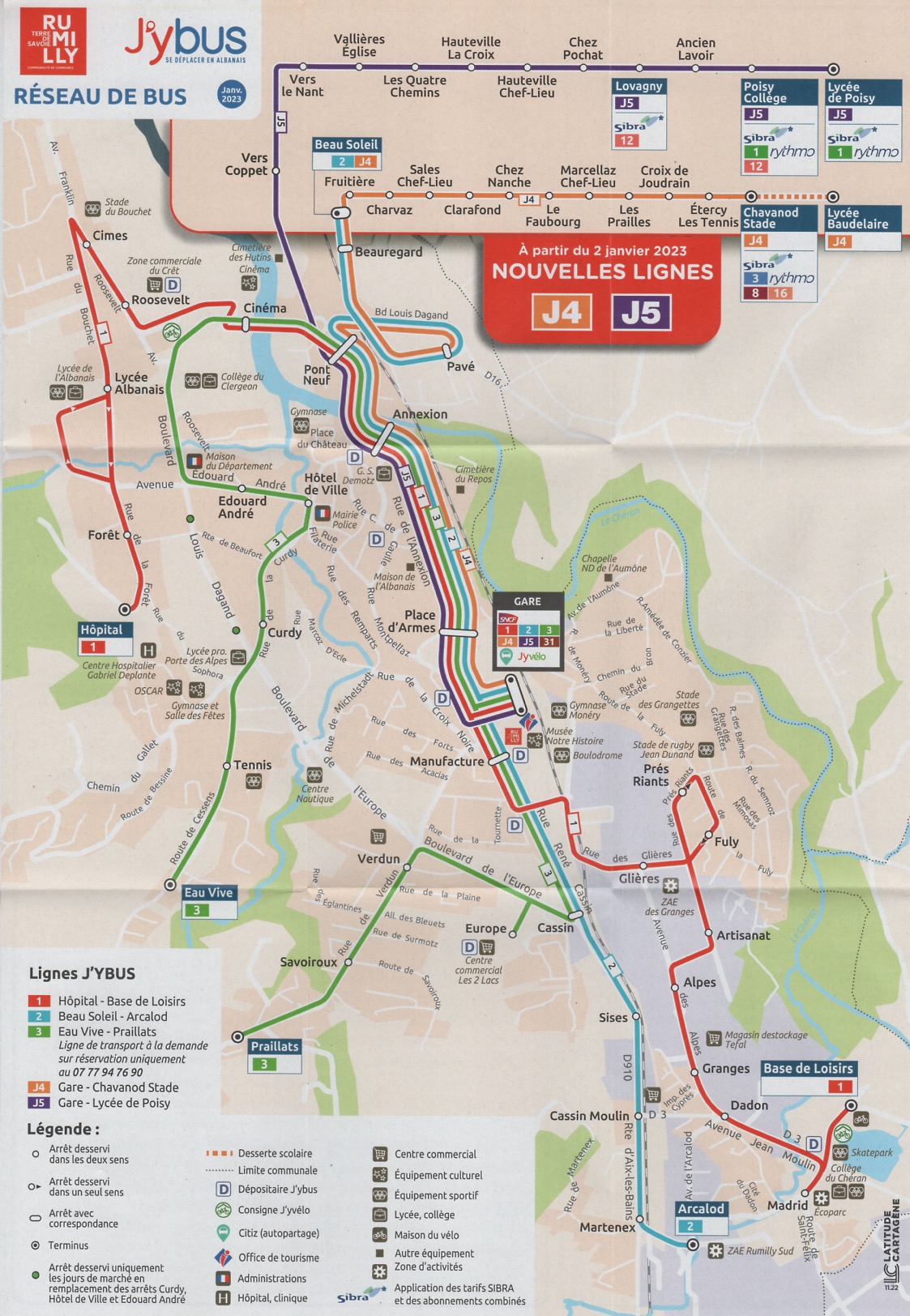 Plan rdu éseau de bus urbain de rumilly : J'ybus