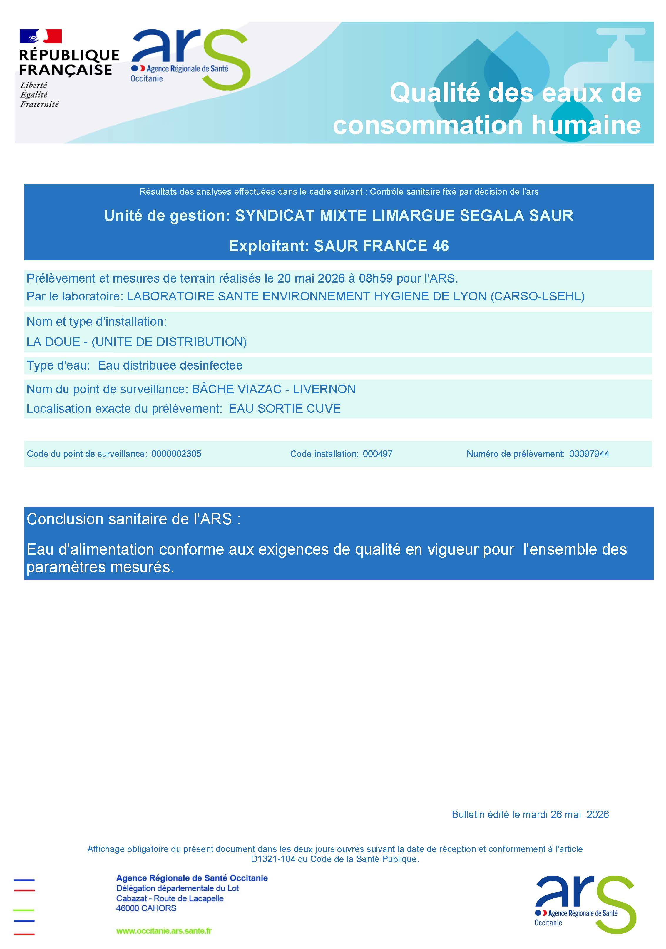 Qualite des eaux ars mai 2026 page 1