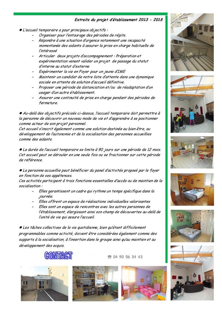 Fiche accueil temporaire foyer de vie lou calen