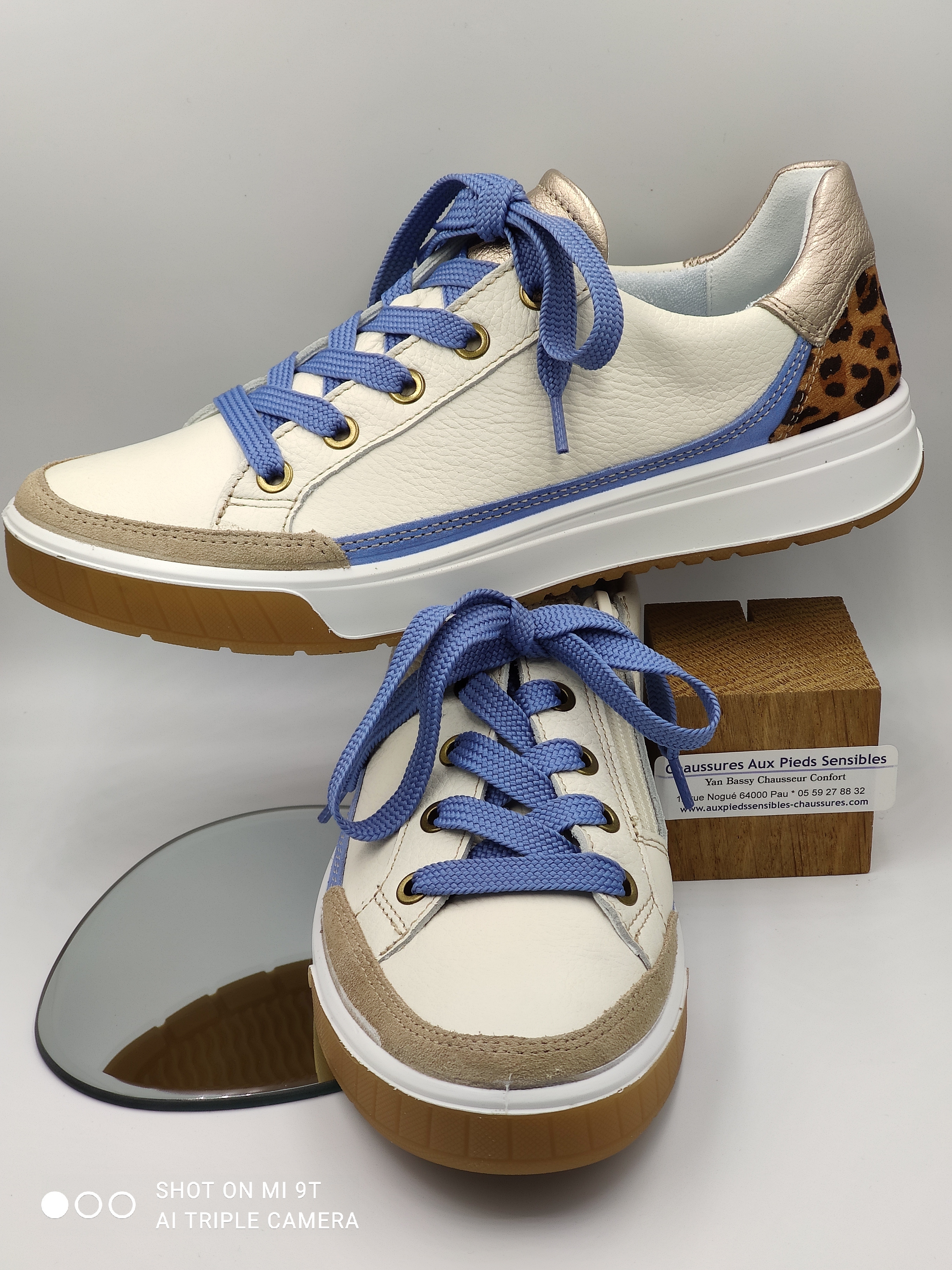 Neakers ara rom2 bleu leopard auxpiedssensibles chaussures com