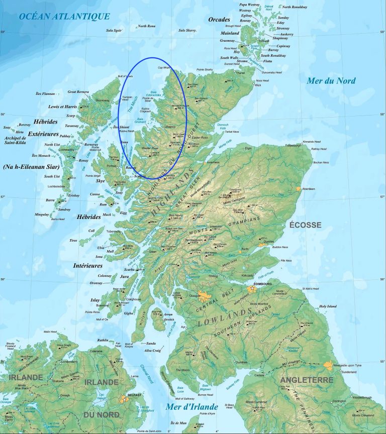 Carte ecosse highlands ouest