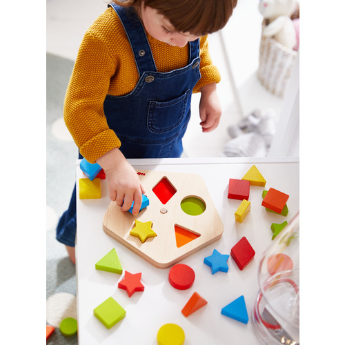 BOITE À FORMES CAROUSSEL DES COULEURS. CABANE A JOUETS. JOUETS EN BOIS
