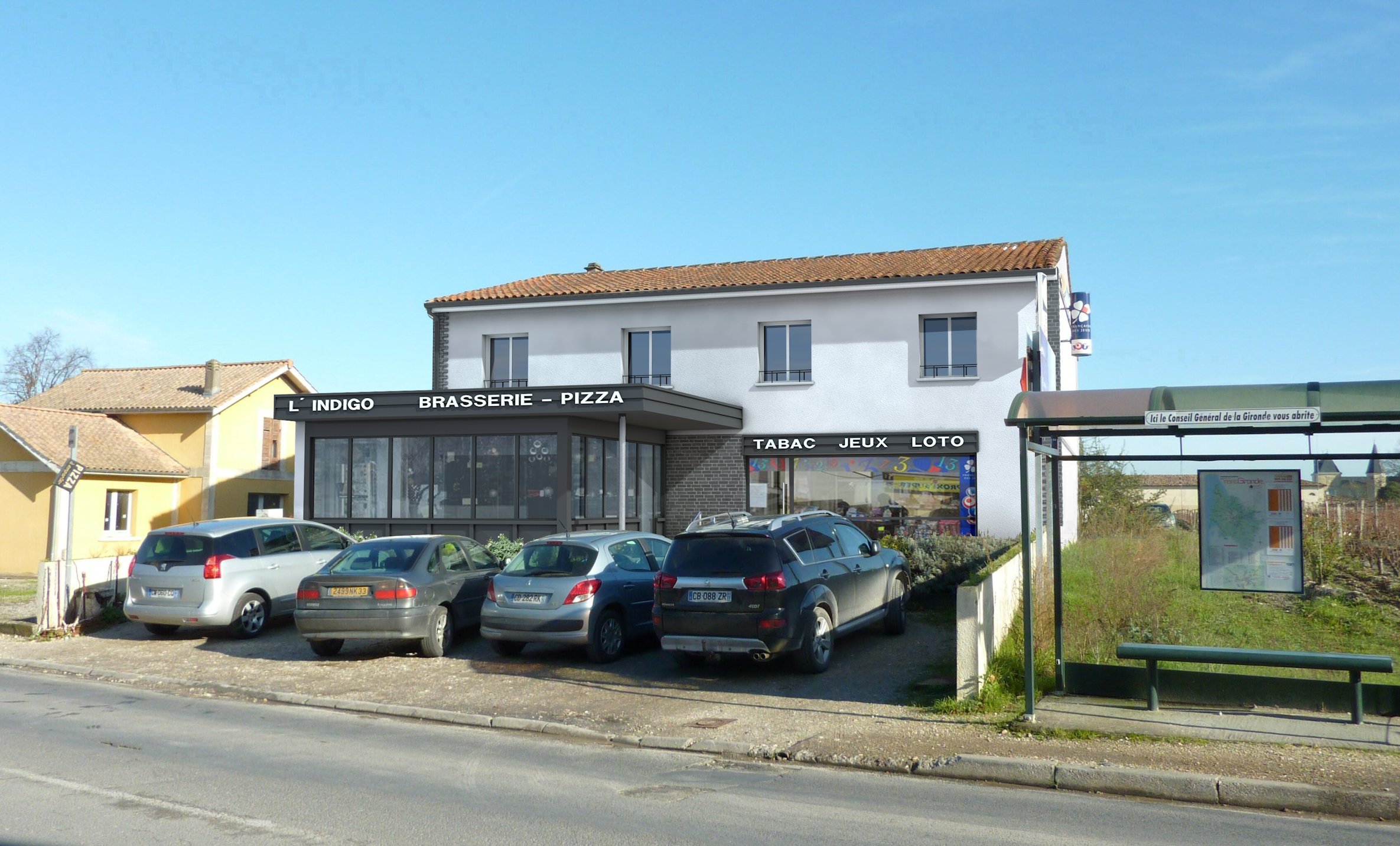 Visuel image de synthese infographie architecture extension renovation brasserie apres