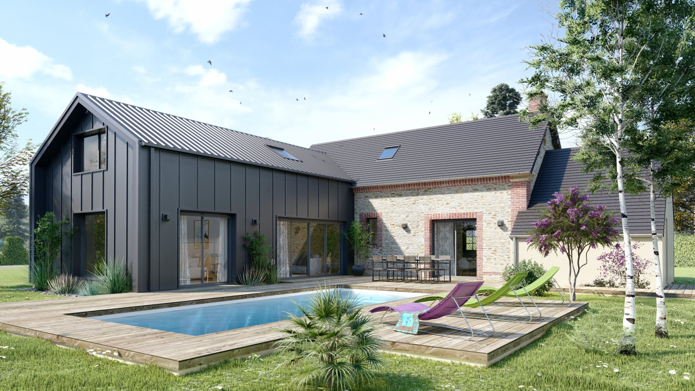 Visuel image de synthese infographie architecture extension renovation maison individuelle 2