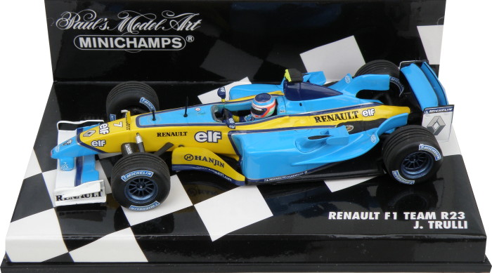 Fabricant : MINICHAMPS
Marque : Renault
Type : R23
Année : 2003
Echelle : 1/43
Couleur : Bleu/Blanc
Matière : MT
Référence fabricant : 400030007
Pilote :Jarno Trulli
Prix : 25 euros