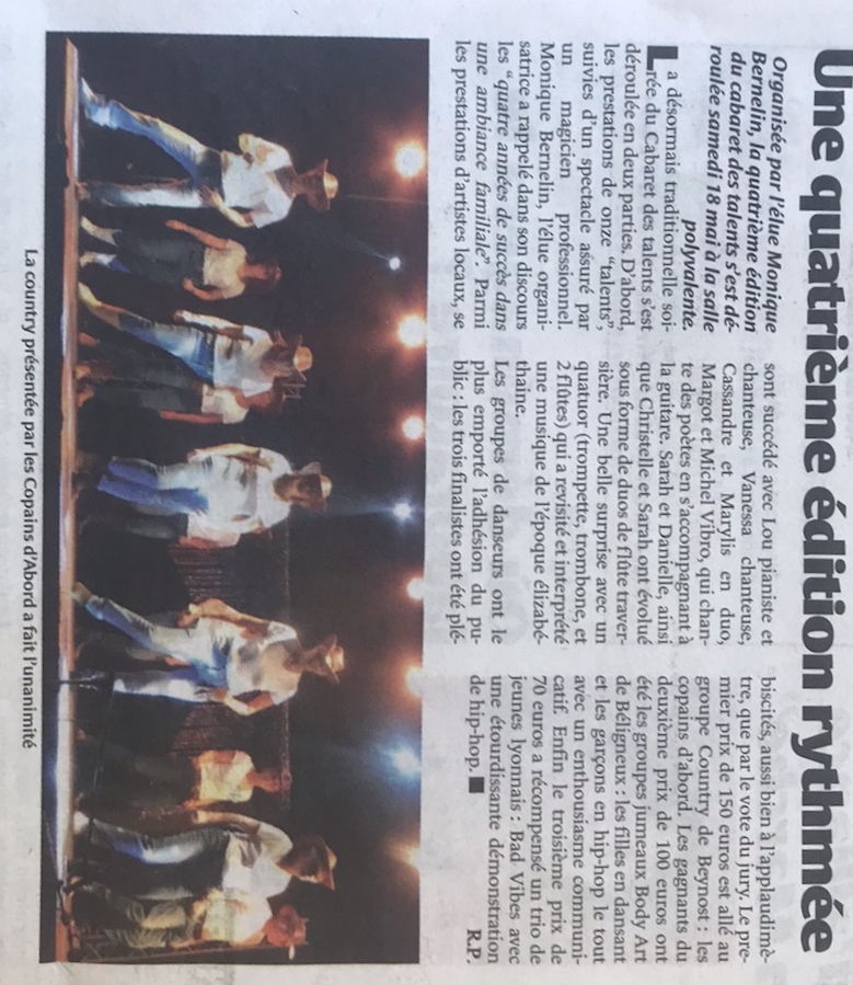 Le Cotiere parle du Cabaret des Talents du 18 5 2019
