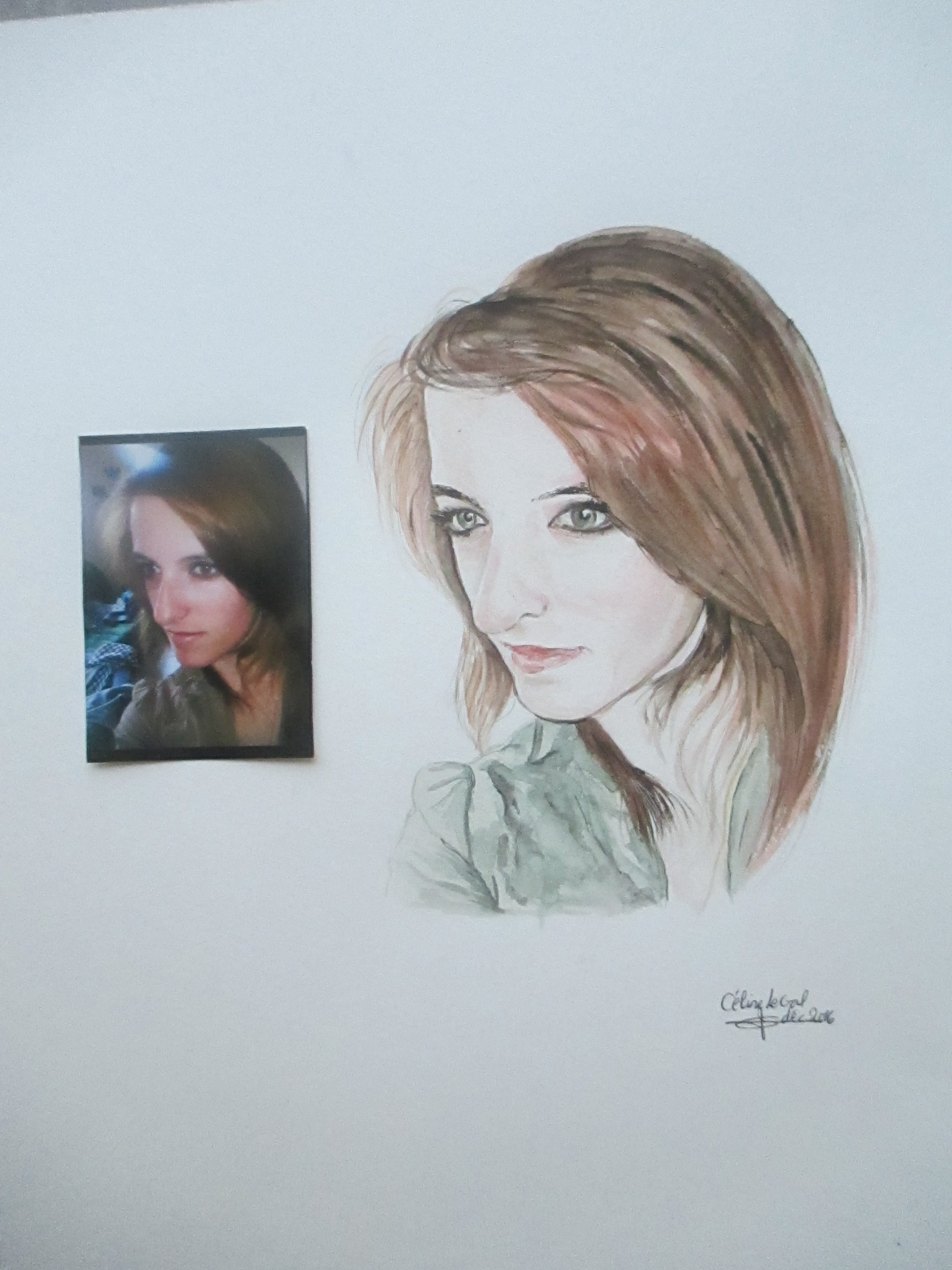 Portrait femme aquarelle celine gourhand le gal dec2016