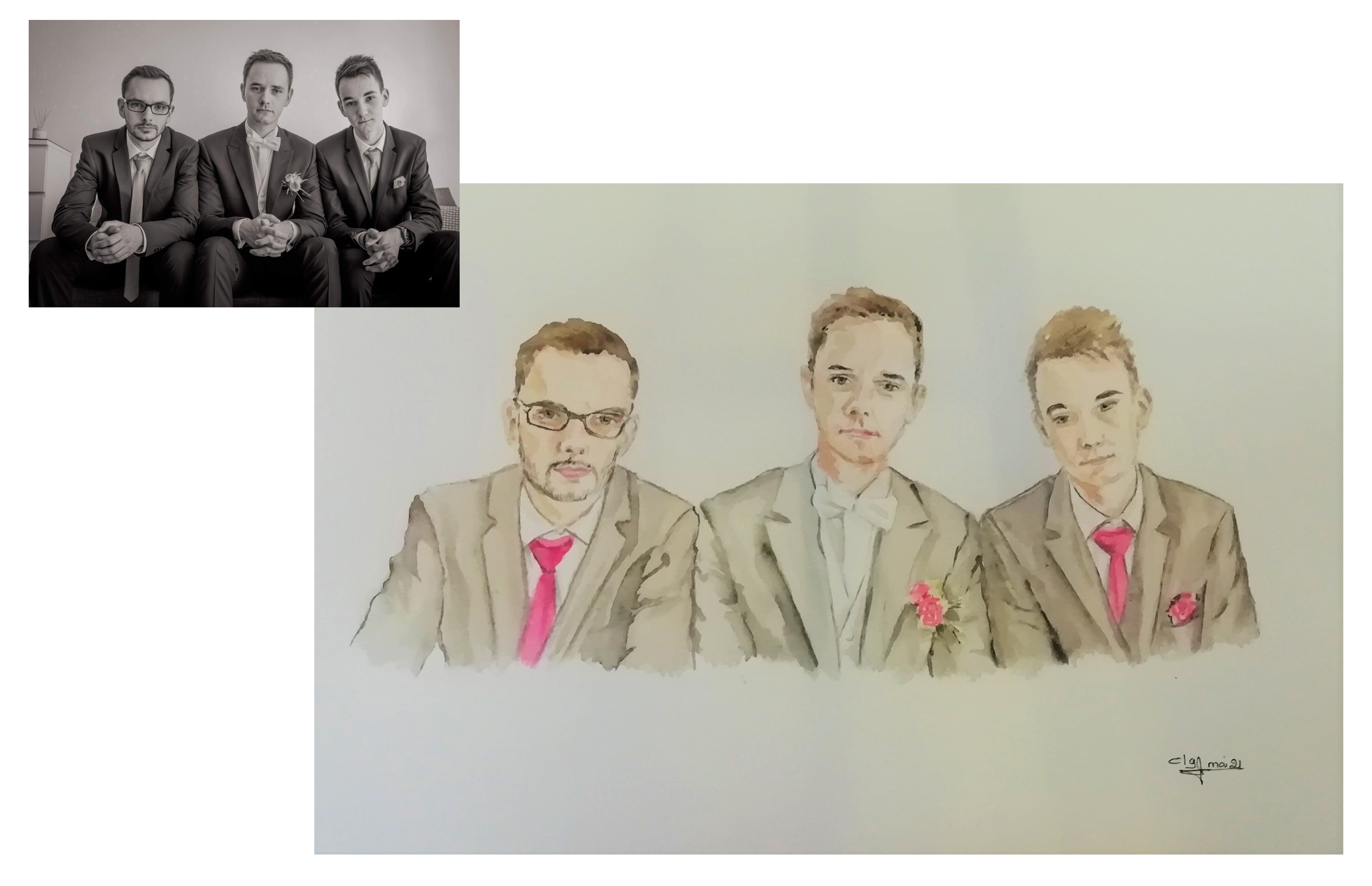 Portraitsaquarelle 3freres clgcupoftea