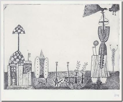 De herinnering van een vergeten ridder. Kopergravure door kunstenaar André Vereecken uit 1984.
