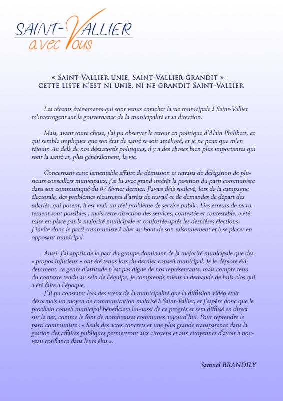 Communique fevrier 2021