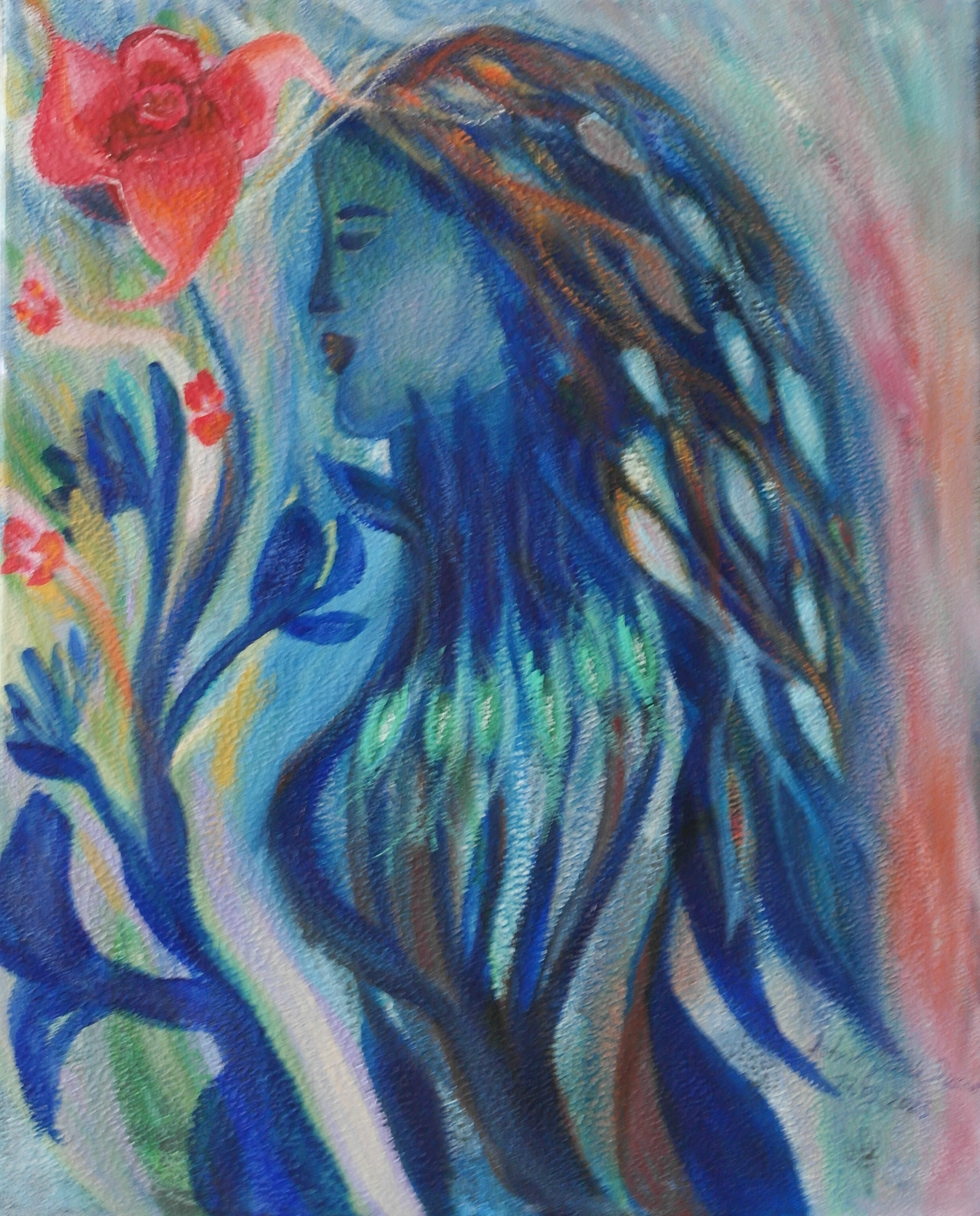 Fee bleue 17 09 2023 acrylique 40 x 50 cm chf 550 