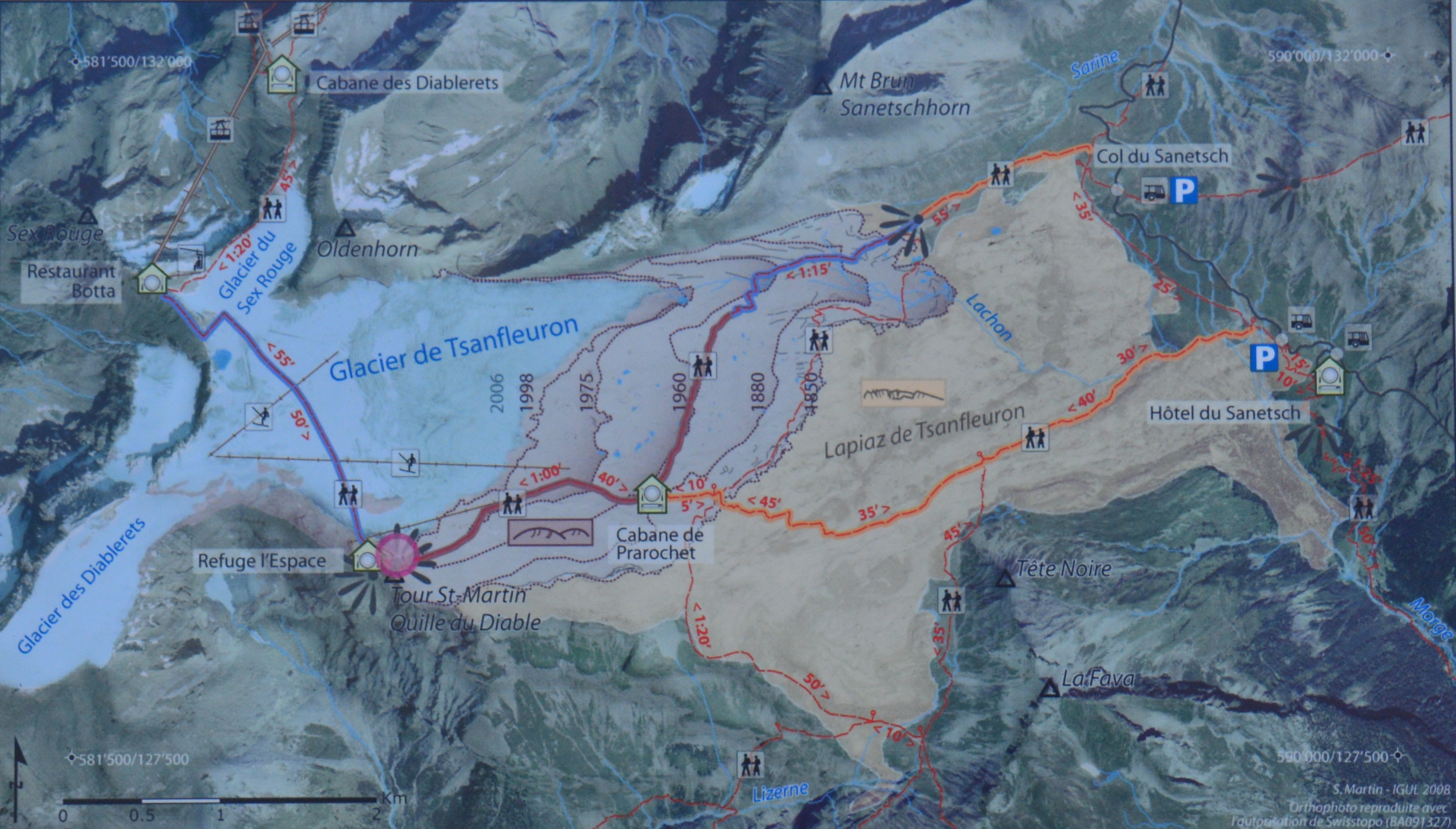 Plan du Glacier 3000
