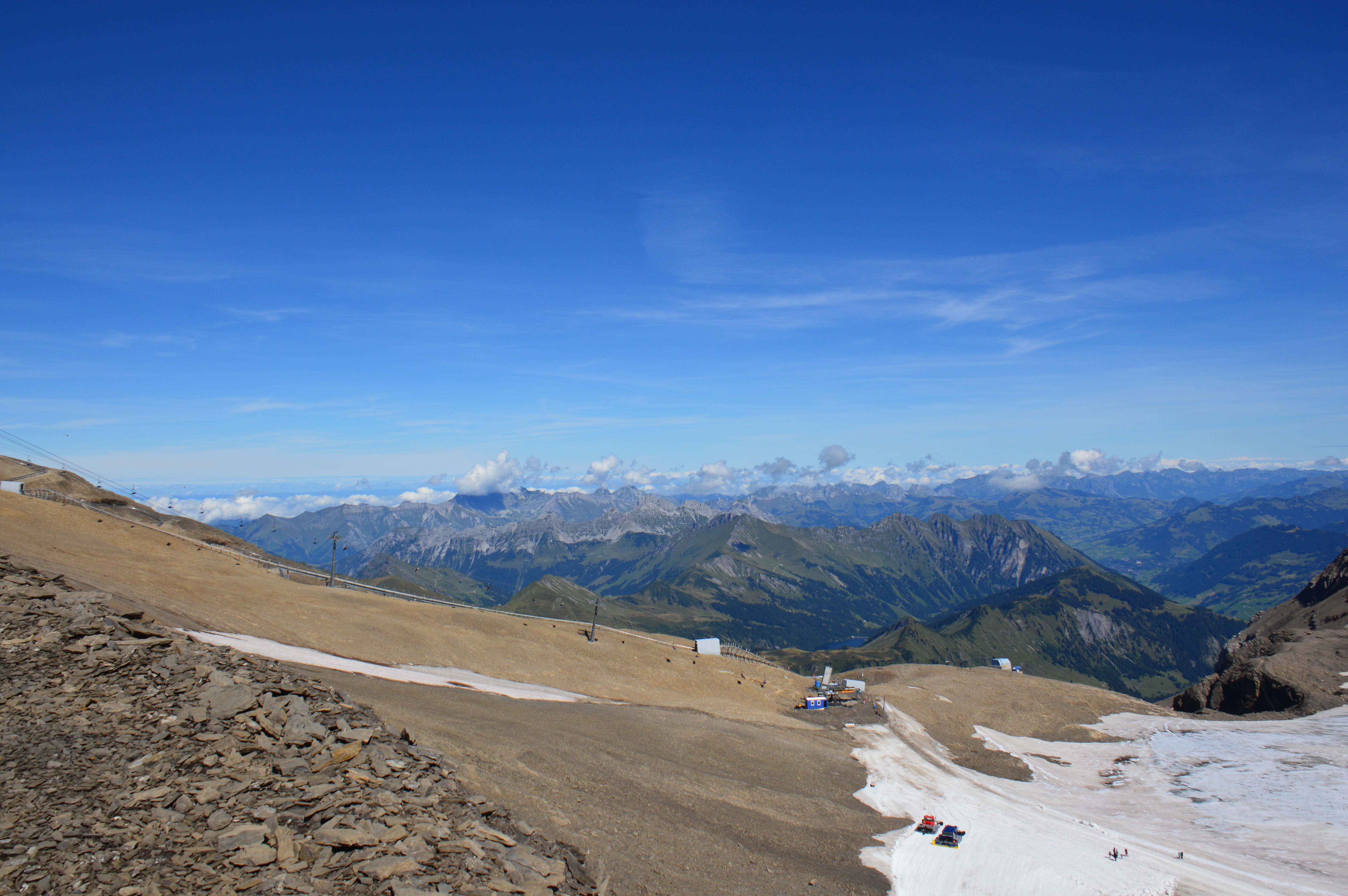 Arrivée du télésiège "Ice Express" en aval / Glacier 3000