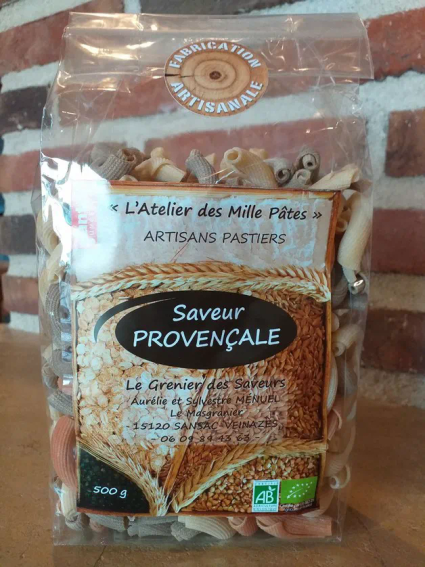 pâtes de blé dur bio saveur Provençale proposées à l'AMAP de Murat