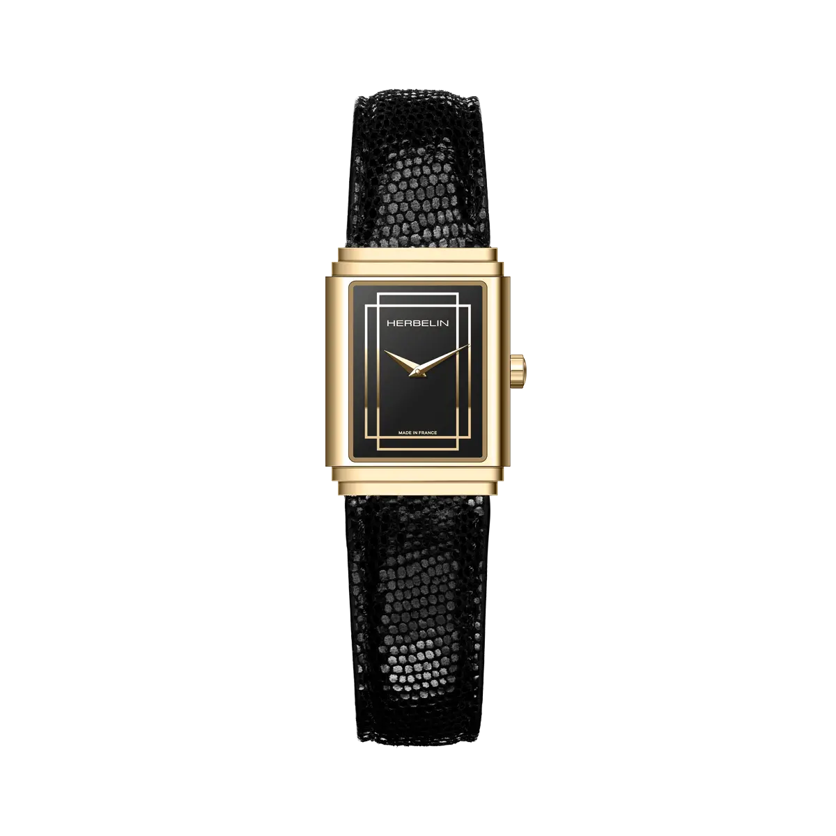 17577p04n montre art deco herbelin boitier argent bracelet noir