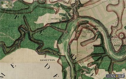 La carte du géographe Ferraris en 1771. La rivière Hermeton marque la frontière avec la France.