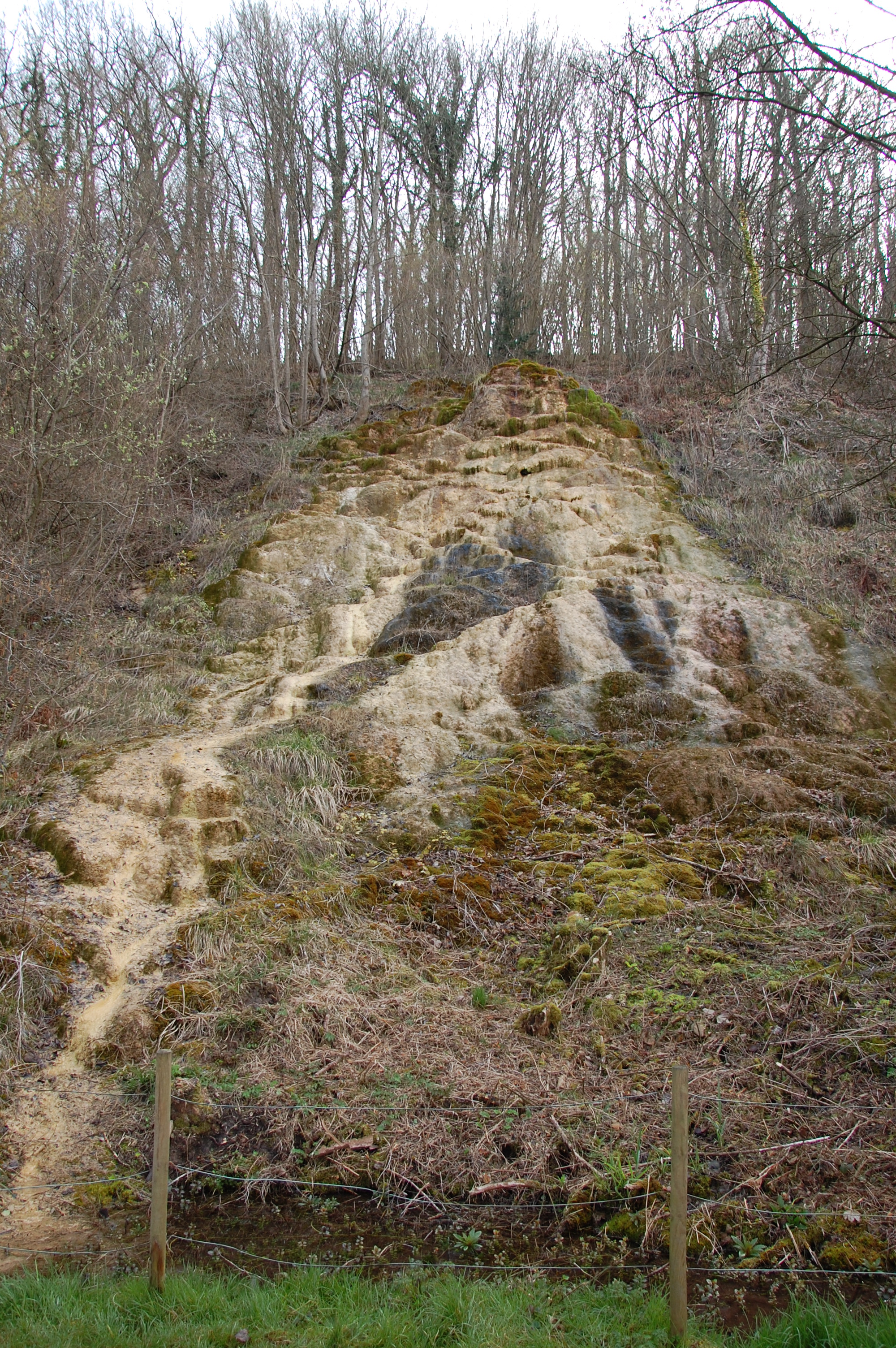 La résurgence à Hastière, sur la rive droite de la Meuse.
Mars 2014