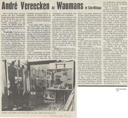 Frans Van Eyck (VEF) schrijft over André Vereecken in de krant Het Vrije Waasland. 3