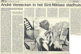 Frans Van Eyck (VEF) schrijft over André Vereecken in de krant Het Vrije Waasland. 9