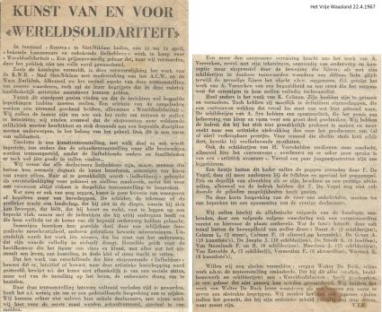 Frans Van Eyck (VEF) schrijft over André Vereecken in de krant Het Vrije Waasland.