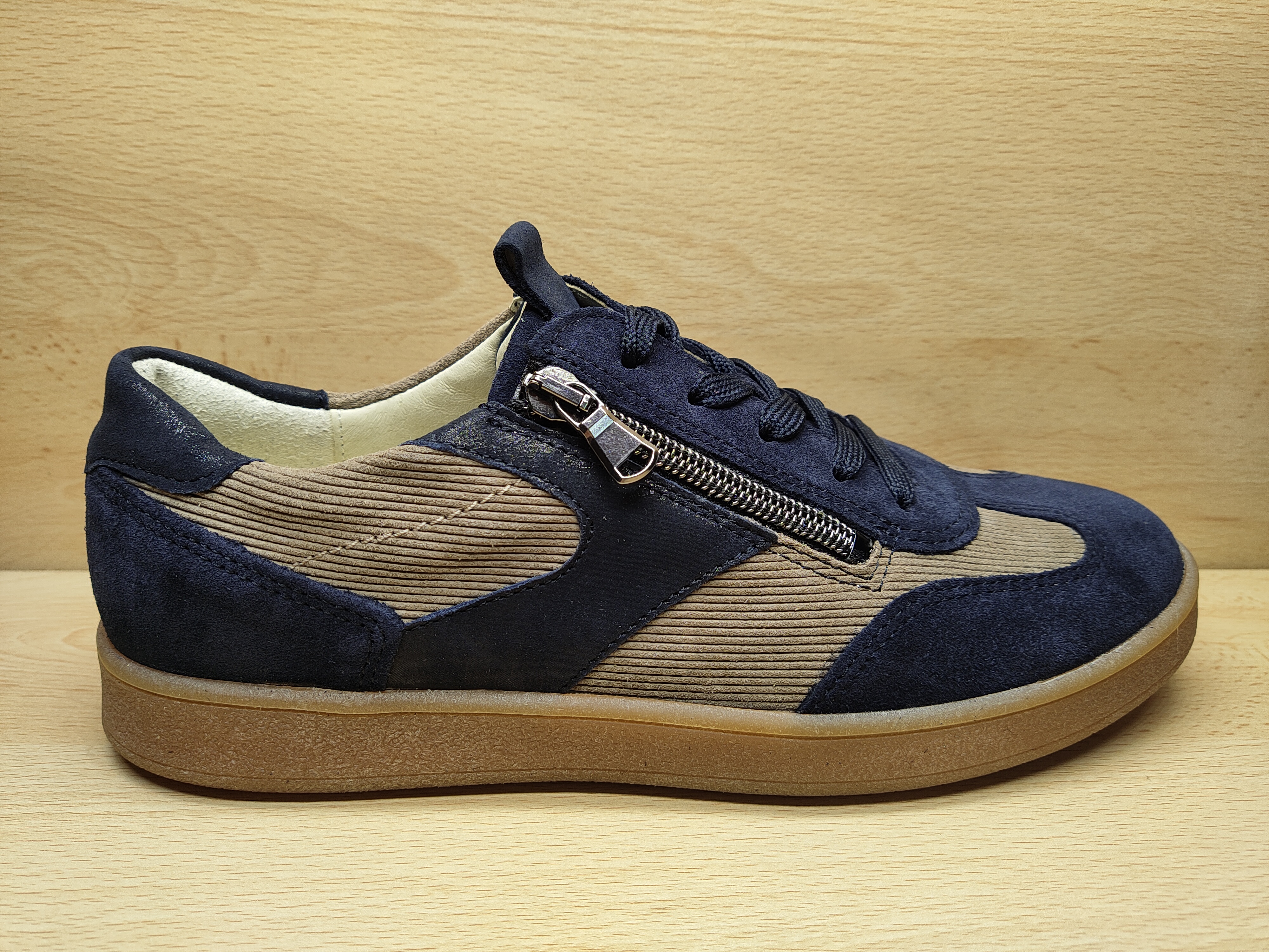Chaussure a lacets waldlaufer 704005 406 519 marine marron ext auxpiedssensibles chaussures com