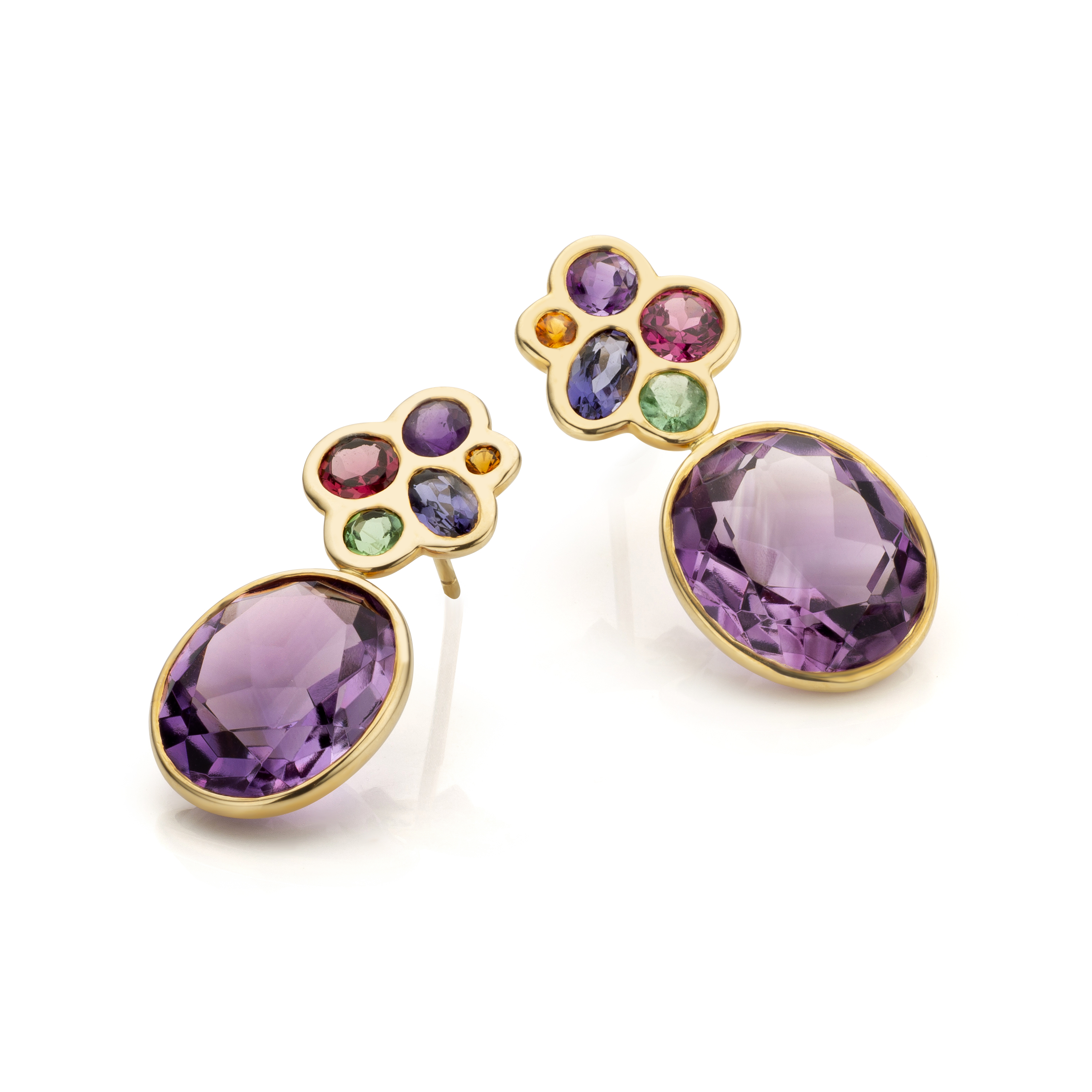 Audrey-huet-joaillerie-boucles-oreilles-amethyste-iolite-tourmaline-rodolite-citrine-or-jaune P