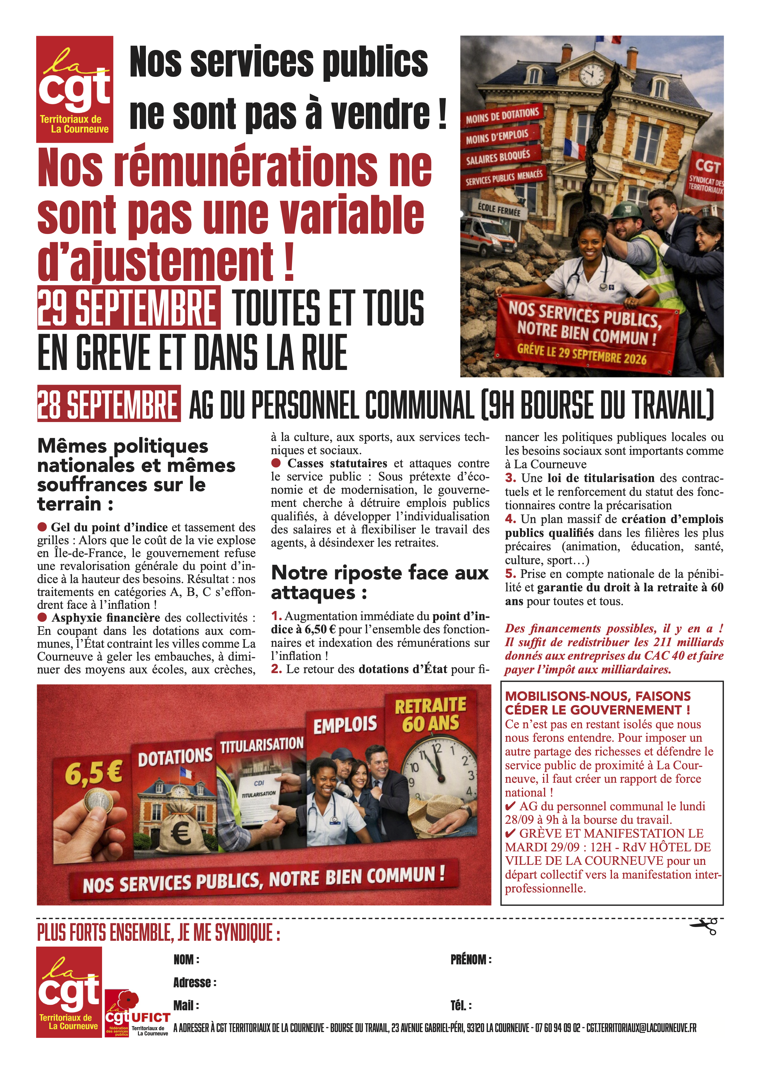 Grève et manif le 29 septembre, AG le 28/09