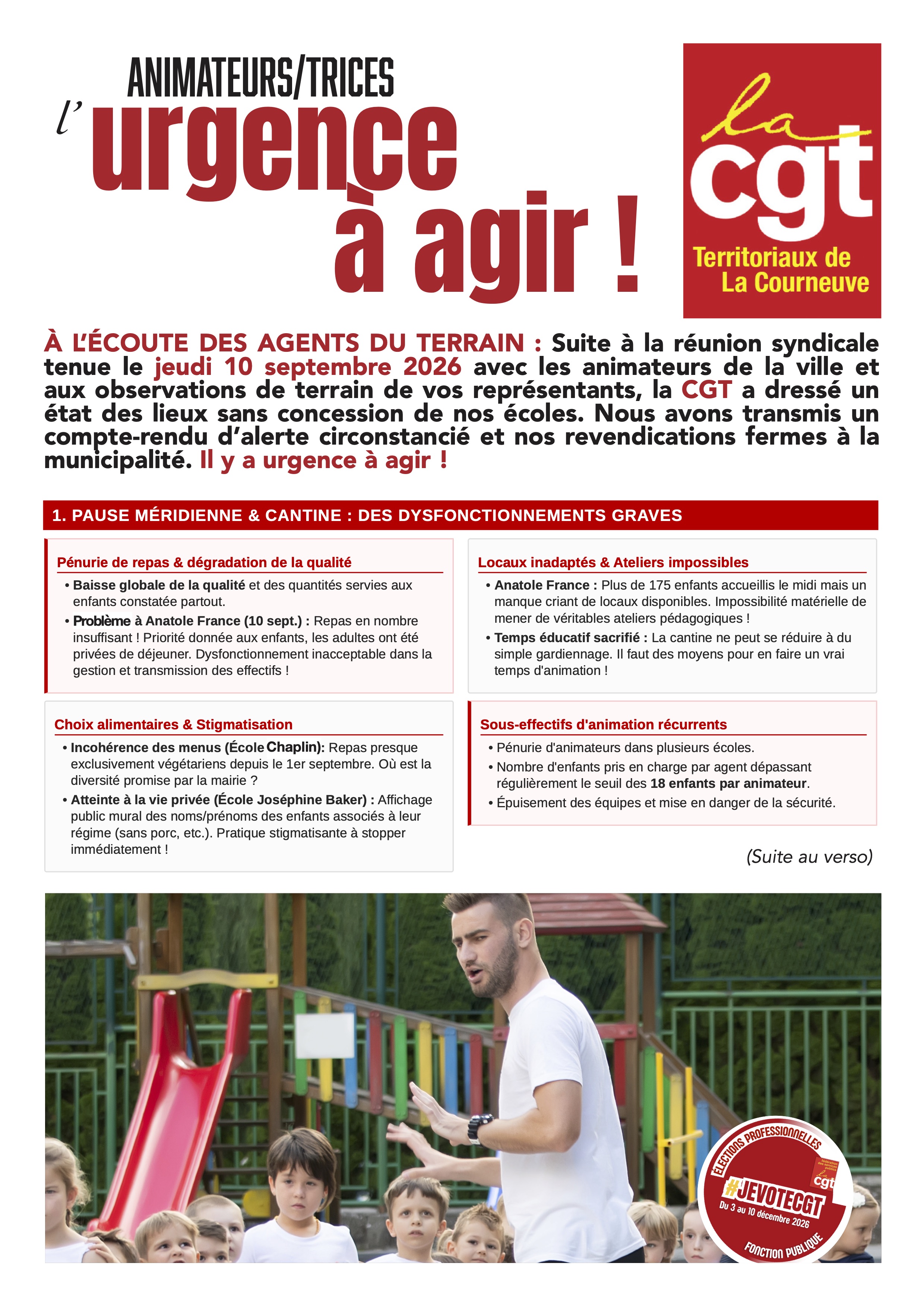 Animateurs/trices : l'urgence à agir !