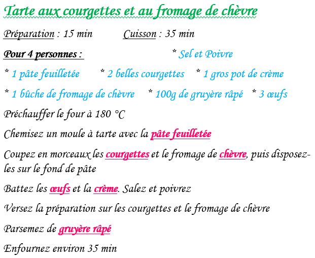 Tarte courgettes chevre