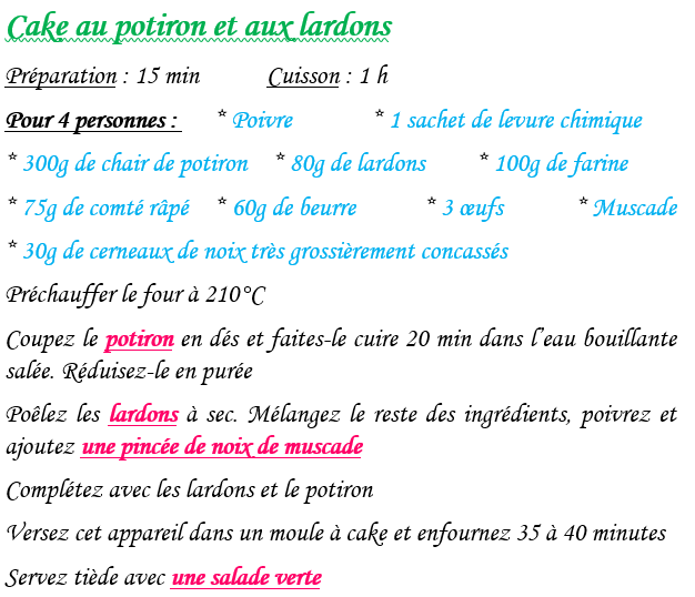 Cake au potiron et aux lardons