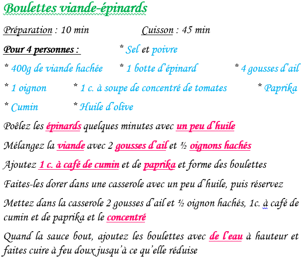 Boulettes viande epinards