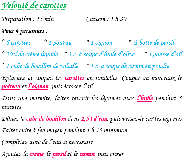Veloute de carottes