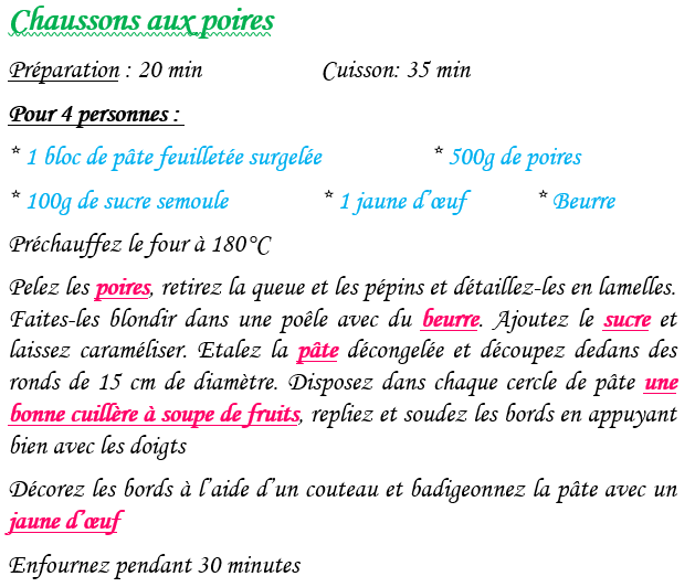 Chaussons aux poires