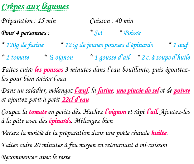Crepes aux legumes
