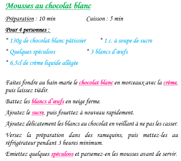 Mousses au chocolat blanc