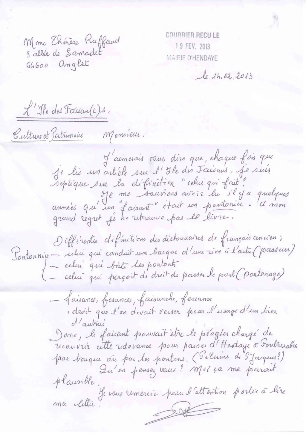 Lettre madame raffaud