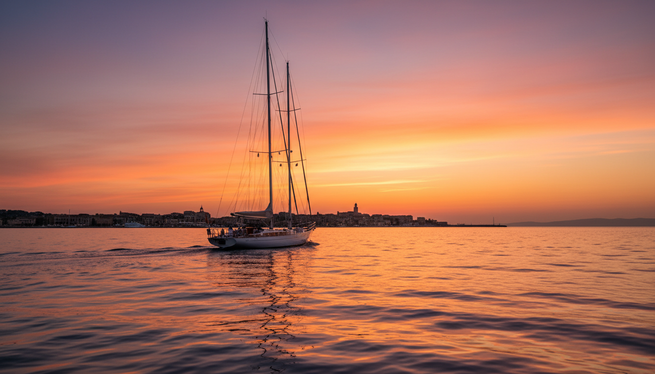 Coucher de soleil en bateaux à St-Tropez