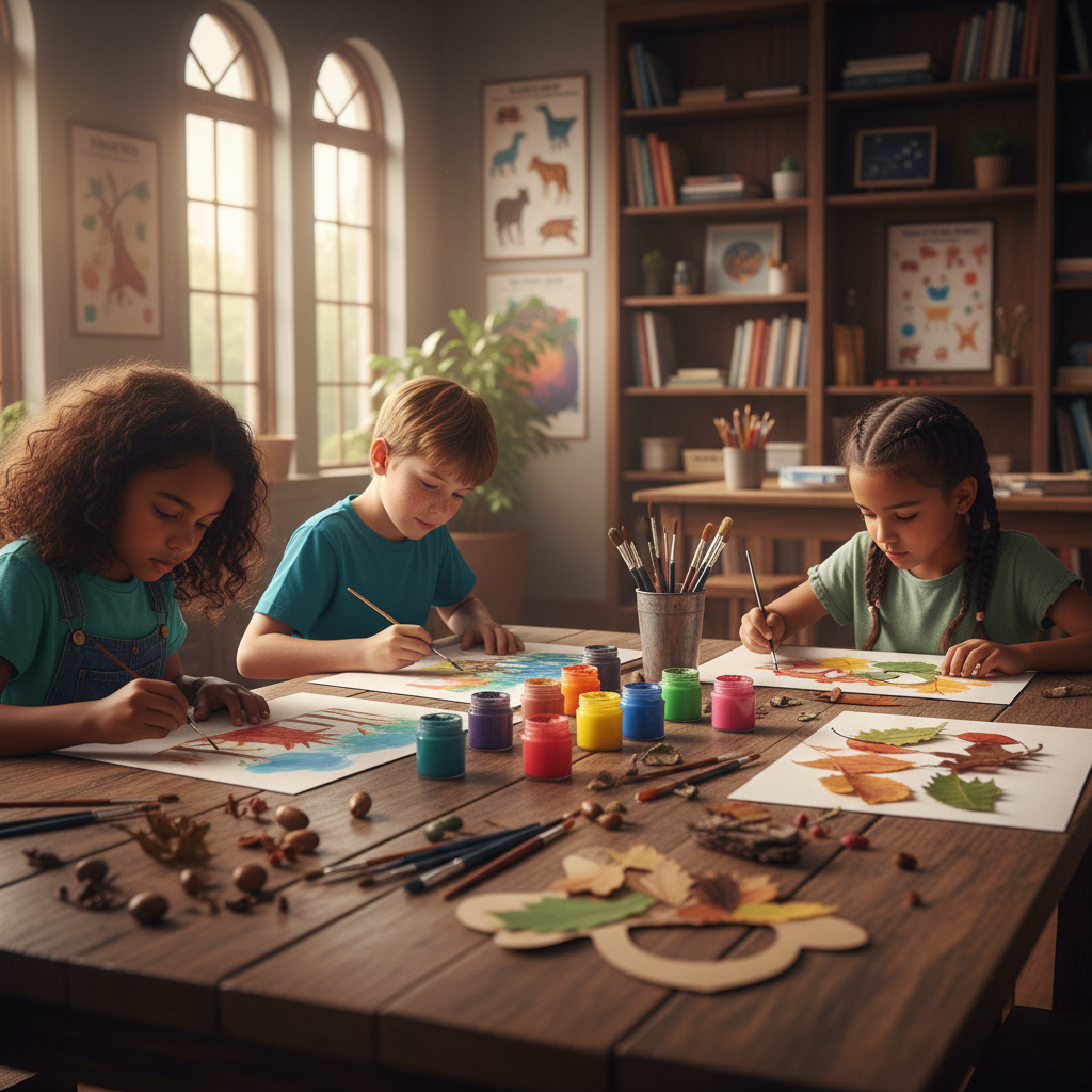 Stage arts plastiques enfants à Villegouge, peinture et dessin pendant les vacances, créativité Fronsac et Lugon et l’Île-du-Carnay