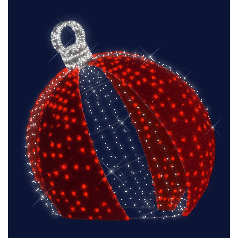 Occasion decor geant lumineux boule de noel 3d h3m led rouge et blanc froid scintillantes 24v