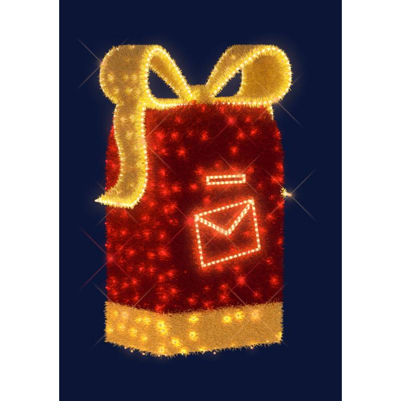 Occasion decor geant lumineux 3d boite aux lettres santa cadeau rouge et jaune h15m led blanc froid scintillant 24v