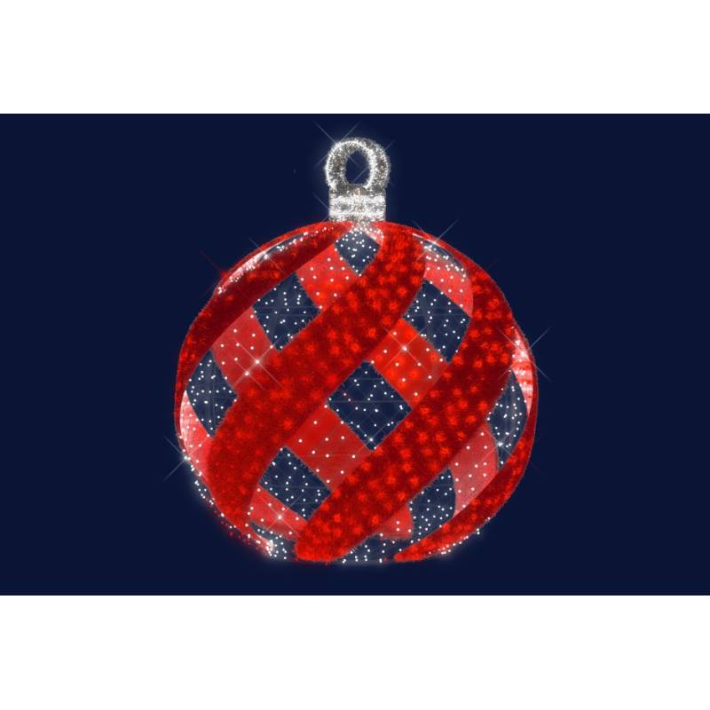 Occasion decor geant boule de noel lumineuse 3d h2m led rouge et blanc froid scintillantes 24v